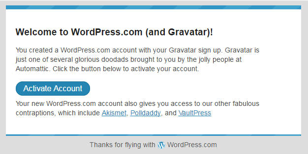 Activate gravatar account