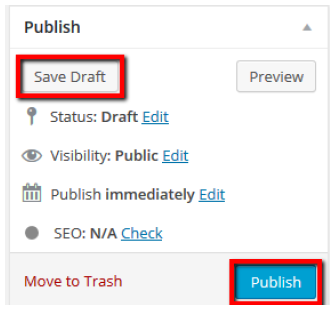 Save as draft or publish