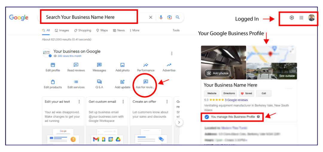 where to find google reviews link for your business profile