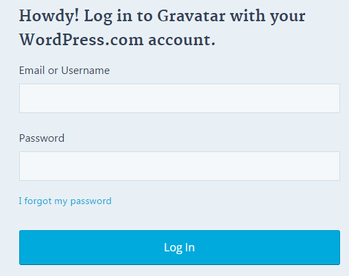 log in to your WordPress account to use gravatar