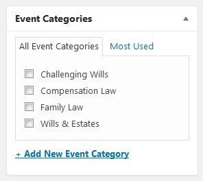 select relevant event categories